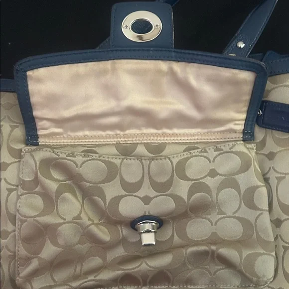 Coach F19043 Khaki/Navy Penelope Signature Satchel - Picture 11 of 13